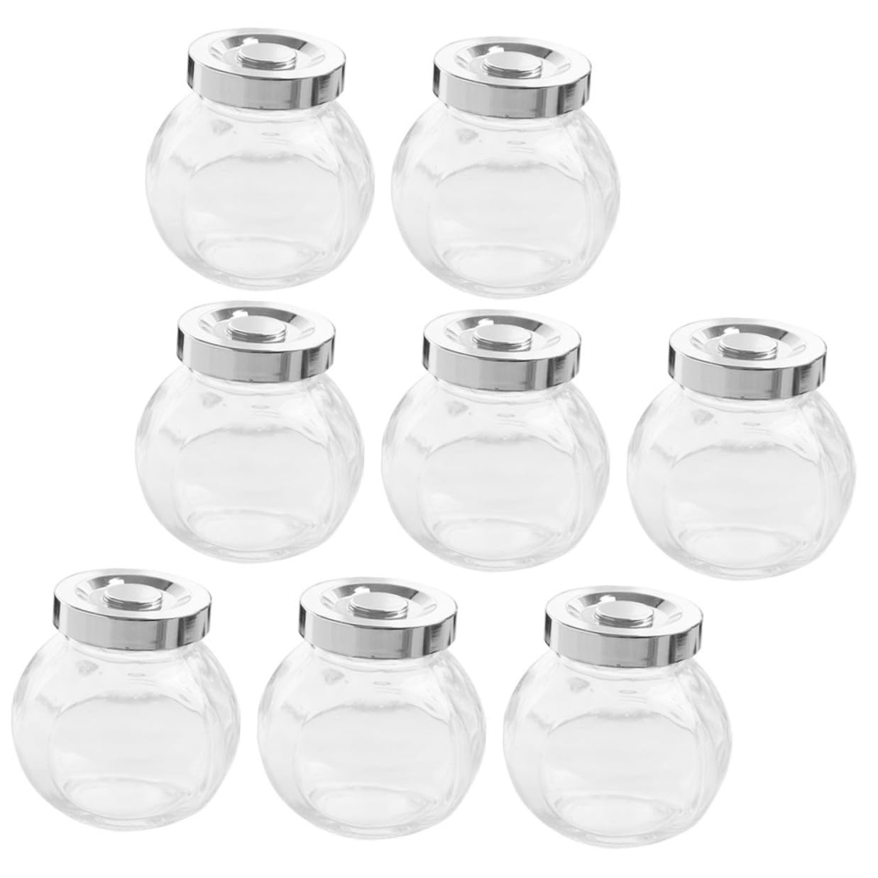 Set di 8 Barattoli in Vetro per Conservazione Alimenti Coperchio Ermetico, Contenitori Cucina Trasparenti per Mantenere Freschi Snack e Spezie