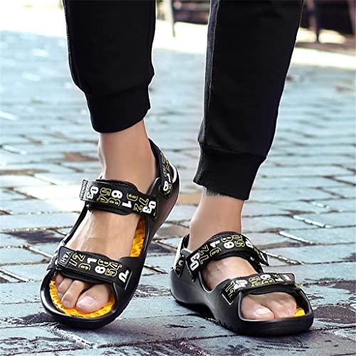 Sandals Men Fashion Designers Sandalias Beach Shoes Men's Shoes Causal Shoes Outdoor Slippers(White-Dinosaur Doodle4,10)3