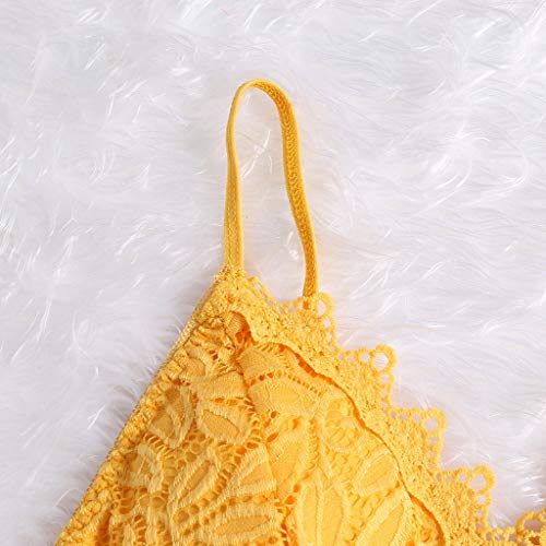 Litetao 3Xl Yellow 329552 (Women Sexy Lace Push-Up Bra Floral Underwear With Pad Everyday Bras Lace Push Up Strapless Bra Seamless Bandeau) #TOP5