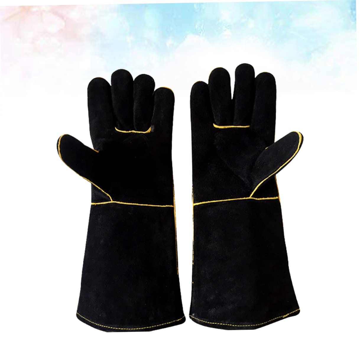 Mikinona Guantes aislantes Mitts para Hornear Guante de Cocina de puño Largo Guante de Parrilla Guante para el Horno Guante para Hornear Guante Aislante Black