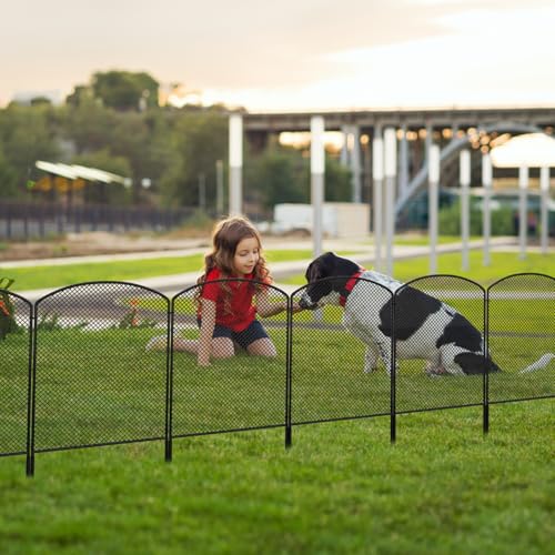 LIANTRAL 10-teilige Tier Barriere Zaun, Mesh Dekorativer Gartenzaun, Steckzaun Metall, Rostfeste Gartenzaun, Kein Graben Zaun Patio Grenze Tierzaun für Hunde Kaninchen im Freien Patio, 61 cm x 3 m