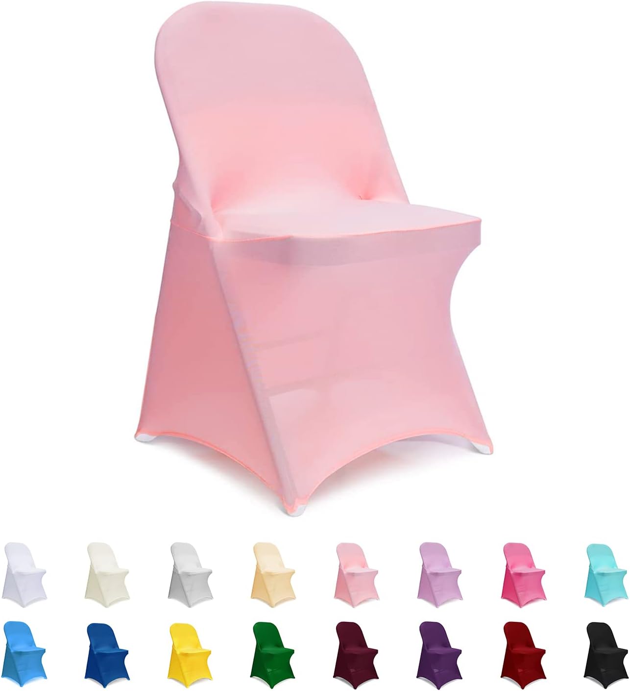 ManMengJi Folding Chair Covers, Spandex Folding Chair Cover 6 PCS Light Pink, Party Chair Covers Universal Chair Slipcovers for Banquet Wedding Event Light Pink 6