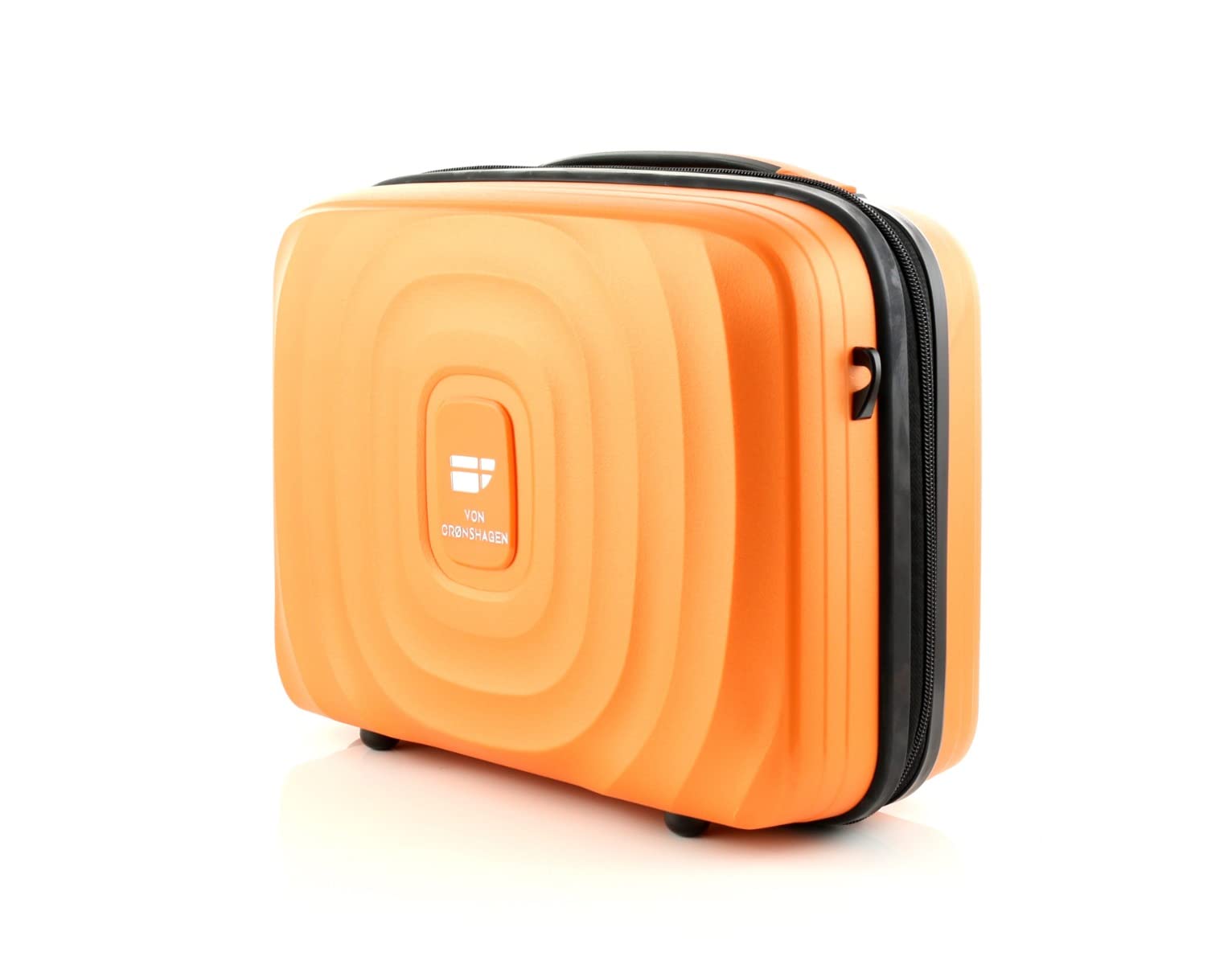 Von Cronshagen Kosmetikkoffer Mans Beauty Case | aus stabilem Polypropylen | großes Beautycase mit Aufsteckfunktion | passend zu Mogens Koffer | mit längenverstellbaren Schultergurt (orange)