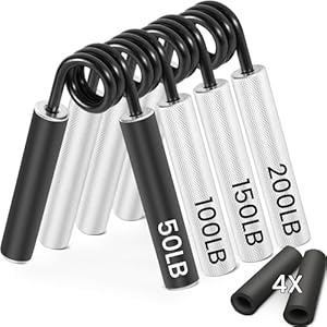 FLYFE Grip Strength Trainer, Hand Grip Strengthener, Forearm Strengthening Devices Metal Hand Exercisers Non-Slip Wrist Workout Trainer for Men Women Training Recovery, 1/4/6 Pack, 50LB-350LB