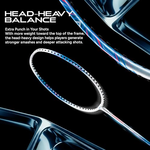 Image of Hundred Carbotek 1000 Badminton Racket | Superlight Head-Heavy Racket for Smash Power | Slim Shaft, Carbon Graphite Shaft & Curve Frame for Better Sweet Spot