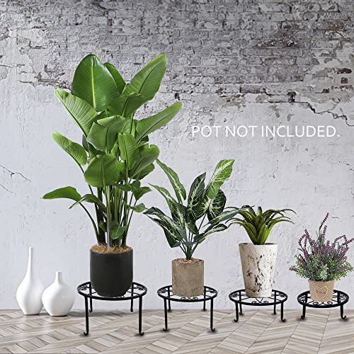 Yosager 4 Pack Metal Plant Stands For Flower Pot, Heavy Duty Potted Holder, Indoor Outdoor Metal Rustproof Iron Garden Container Round Supports Rack For Planter #TOP2