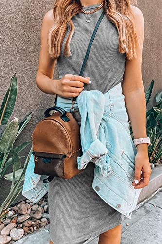 Image of PRETTYGARDEN Women's Summer Ribbed Bodycon Midi Dresses | Soft Stretchy Knit, Sleeveless Tank Dress, Slim Fitted, Elegant Spring Outfit for Work, Vacation Travel, Date Night, Party