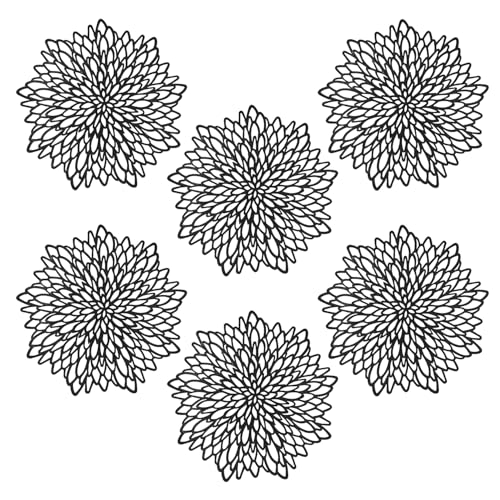LUKDUNG 6 Stück Platzset Rund, PVC Ausgehöhlte Platzsets Tischsets, Tischset Weihnachten Rund, Abwaschbar Platzset, Dekorative Platzteller für Weihnachten, Küche, Zuhause, Party, Ø38cm, Schwarz