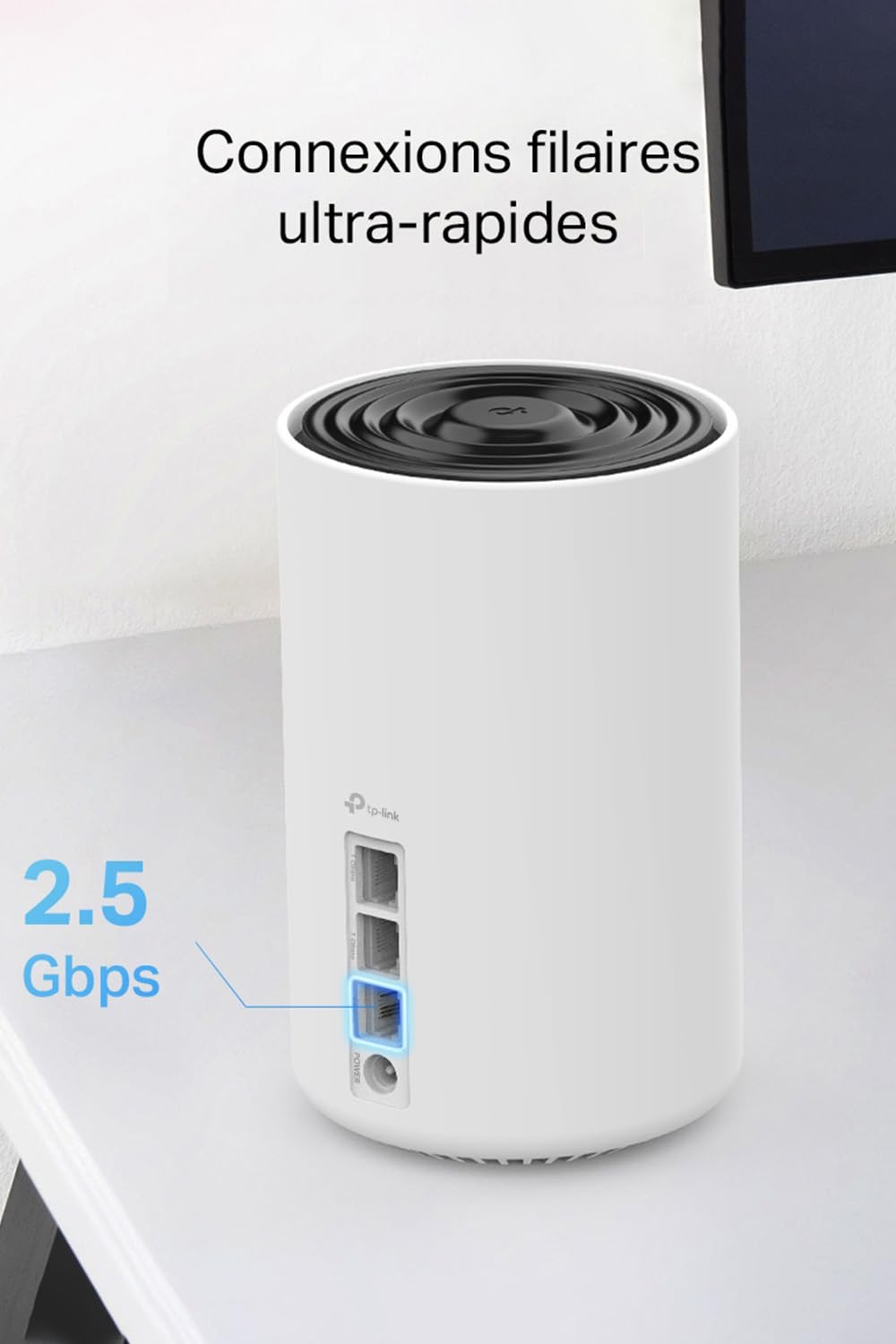 TP-Link Deco WiFi 6E Mesh AXE5400Mbps Tri-bande Deco XE75 Pro(3-pack), Couverture de 670㎡, WPA3, 1 port 2.5G, 2 ports Gigabit, idéal pour grandes maisons, Profitez au maximum de votre abonnement Fibre