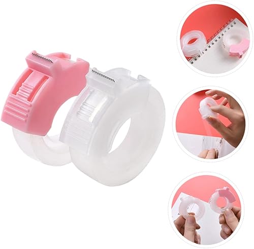 Miniatura 2 de TEHAUX 2 juegos de cinta cortadora de cinta de sellado cinta de oficina cinta transparente cinta adhesiva transparente mini dispensador de cinta