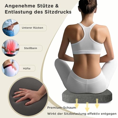 AddGrace 4er-Set Stuhlkissen für Metallstühle, 35x35 Sitzkissen mit Bändern – rutschfeste, Dicke Sitzpolster mit strukturierter & Abnehmbarer Hülle Dunkelgrau