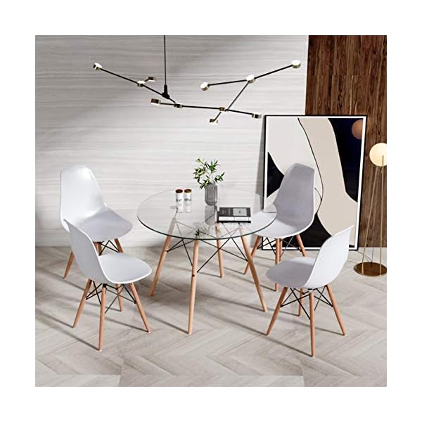 Joolihome Modern Dining Table, Glass Dining Table with Chromed Legs，Contemporary Rectangle Dining Room Furniture (clear round table) - Image 3