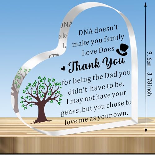 JMIMO Step Dad Gifts Step Dad Acrylic Heart Plaque Christmas Birthday Father’s Day Gifts for Step Dad Father In Law Stepfather Present from Daughter Son Kids