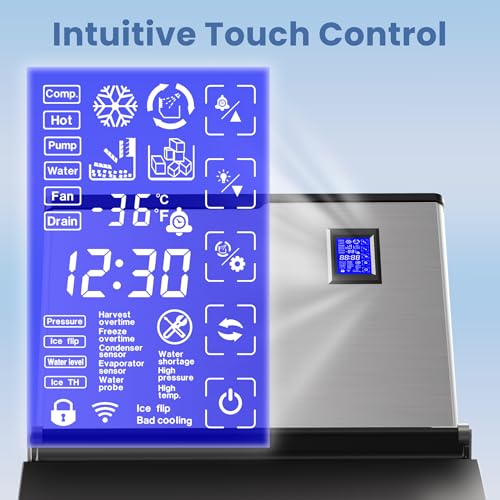Image of Coolake Commercial Ice Maker Machine 550lbs /24H with 360lbs Storage, Ice Ready in 5-15 Mins, Self Cleaning, Stainless Steel Freestanding Ice Machine for Bar Restaurant Cafe Work Truck