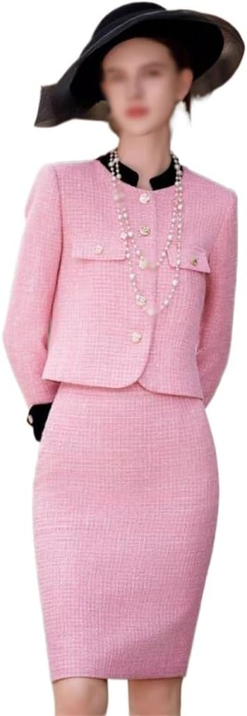 Tweed Two Suits Hosts Dress Female Autumn Suit Jacket Dress Dress Waist Show Thin Suit