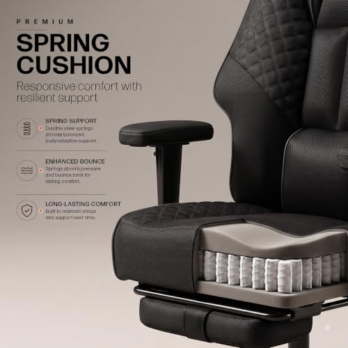 Image of DROGO Majestic Ergonomic Office Chair for Work & Home 400LBS | Big and Tall Boss Chair for Office with High Cushion, Lumbar Support, Padded Armrest, 135 Recline & Footrest,1 Yr Warranty (Black)