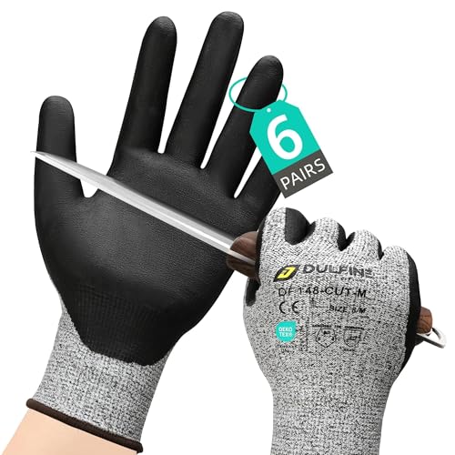 Image of DULFINE A3 /A4 /A9 Cut Resistant 2 /3 /6 /12 Pairs Work Gloves for Men & Women | Touchscreen, Foam Nitrile Coated, Ideal for Glass Cutting, Wood Carving