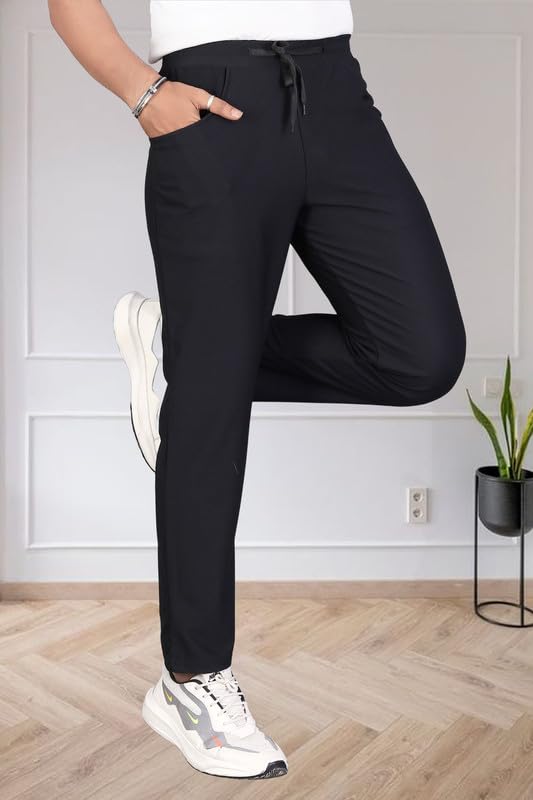 Image of HOODMASTER Men's Polyester Blend Track Pant with Drawstring Classic Style Regular Fit Solid Pattern and Standard Length | Mens Casual Daily Use Track Pants | Soft Fabric Modern Casual Track Pant