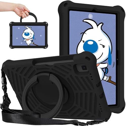 For Galaxy Tab S6 Kids Case 10.5-Inch 2019, Spider Web Pattern EVA Foam, with Ring Handle Stand & Shoulder Strap Tablet Case For Samsung Galaxy Tab S6 SM-T860/T865, Black
