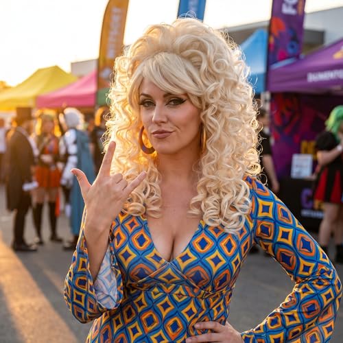 70s 80s Long Curly Blonde Wig  - image 2