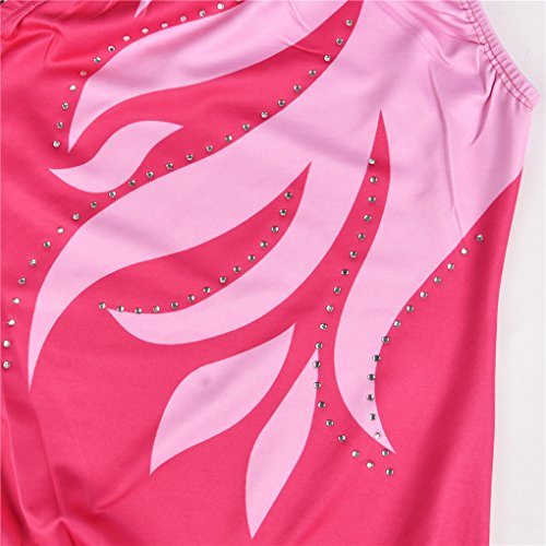 Girls Flame Printed Metallic Athletic Ballet Dance Beginner Gymnastic Leotards Pink Size 10