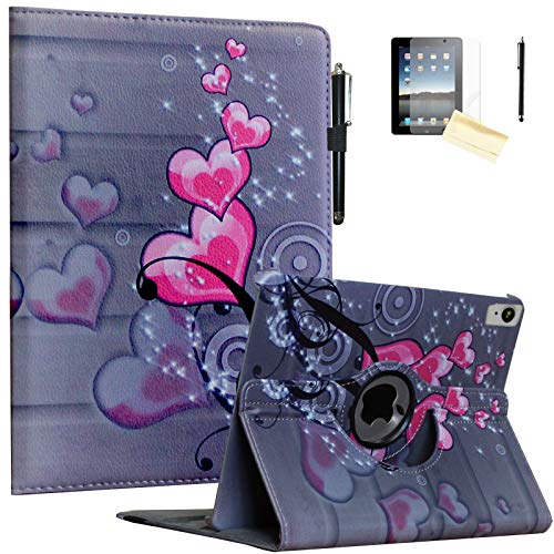 JYtrend iPad Air 4 10.9�C���` 2020�p [��2����y���V���[�d�Ή�] ��]�X�^���h �X�}�[�g���C�����E�F�C�N�A�b�v/�X���[�v�J�o�[ iPad Air ��4���� A2316 A2324 A2072 A2325�p (�n�[�g�t�����[)