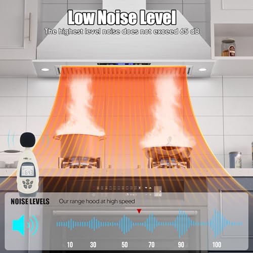 36 Inch Insert Range Hood,Stainless Steel Kitchen Stove Vent Hood,Ducted/Ductless Convertible Duct,900 CFM with 4 Speed Gesture Sensing&Touch Control Panel