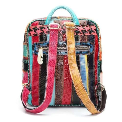 Mini Shiny Multi-color Backpack for Women Leather Daypack Colorful Spliced Shoulder Bag Christmas Travel Rucksack3