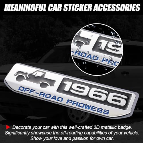 Image of 5.5 inches Badge Emblem for Bronco, 1966 Off-Road Prowess, Stainless Steel, 3D Emblem for Tailgate and Sides Compatible with Bronco & Bronco Sport 2021 2022 2023 2024 Accessories (Silver & Black)