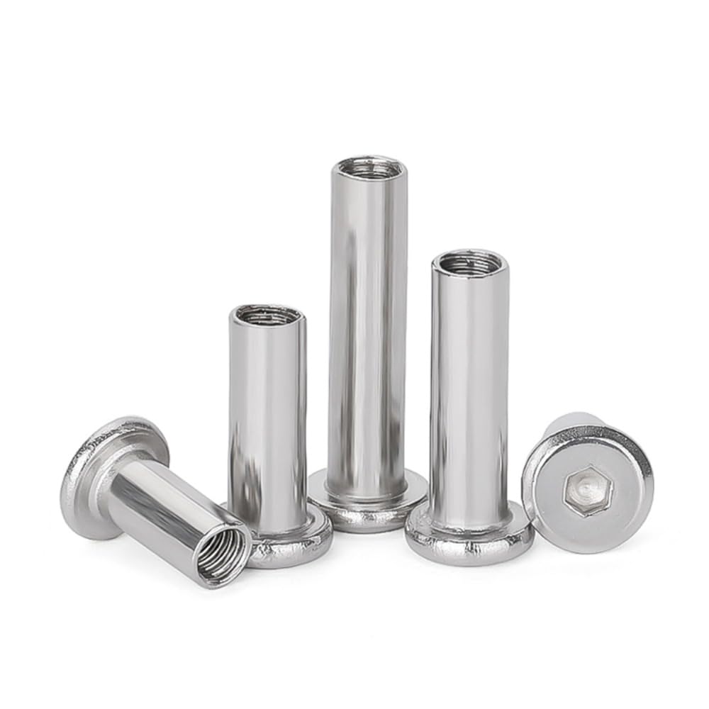 Cilky 10pcs Screw Post M4 Outer Diameter 5mm Underhead Female Rod Belt Buckle Binding Bolt 304 Stainless Steel Screw Metal Screws(M4*8)