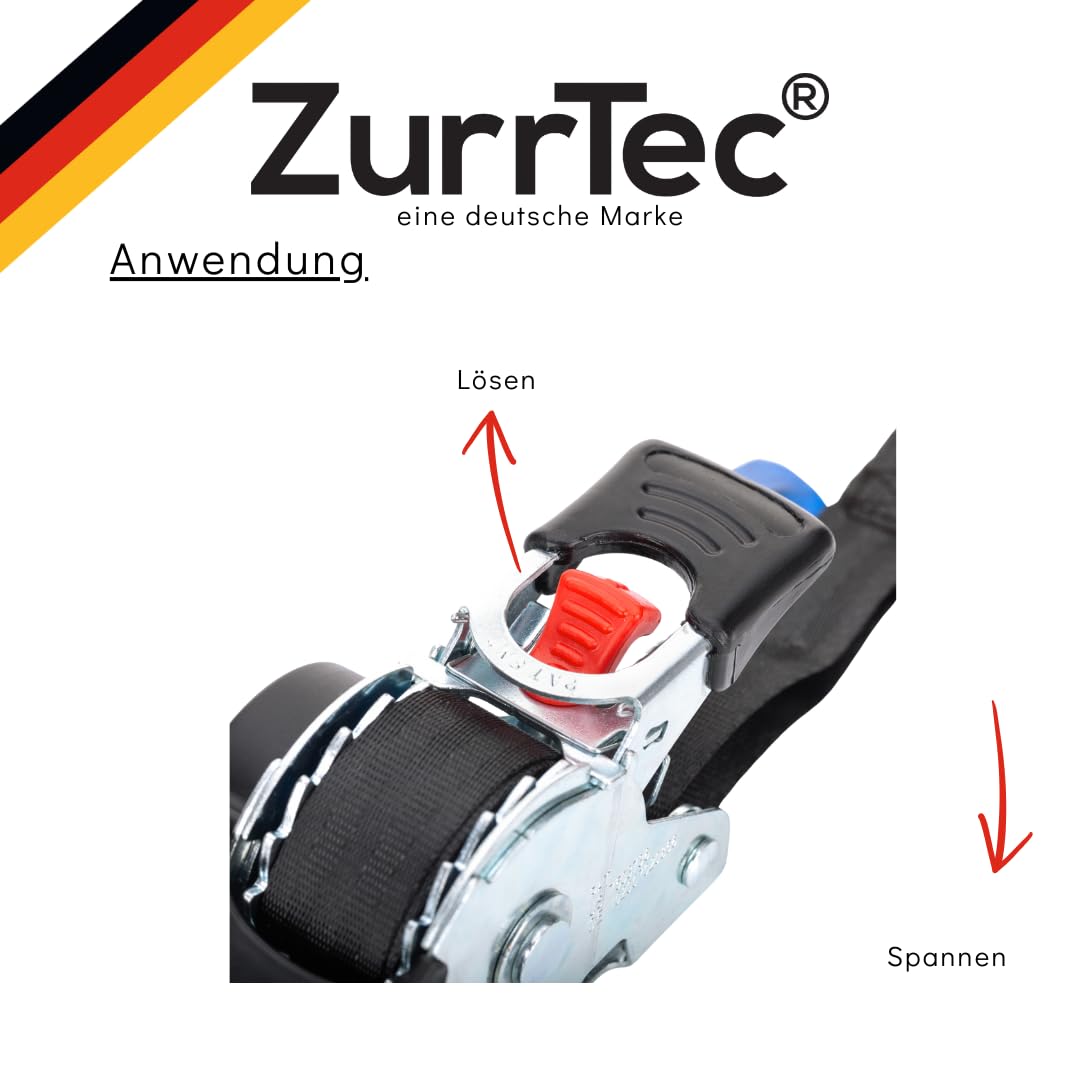 Automatik Spanngurt 3 m 25 mm – LC 300/600 daN – Zurrgurt mit Ratsche – 4er Set