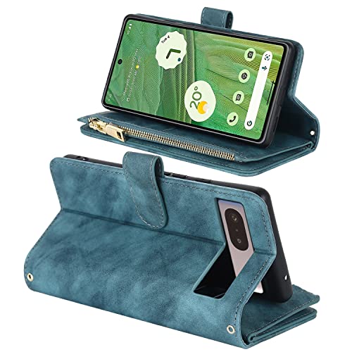 Coque Google Pixel 7 cordon amovible - Étui portefeuille cuir bleu clair - 6