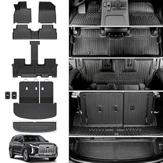 HOUCLEMIC Floor Mats for 2020-2025 Hyundai Palisade 7/8 Passenger, Trunk Mat with Seat Back Cover and Lower Cargo Mat All Weather Interior Protector for 2025 Hyundai Palisade Accessories