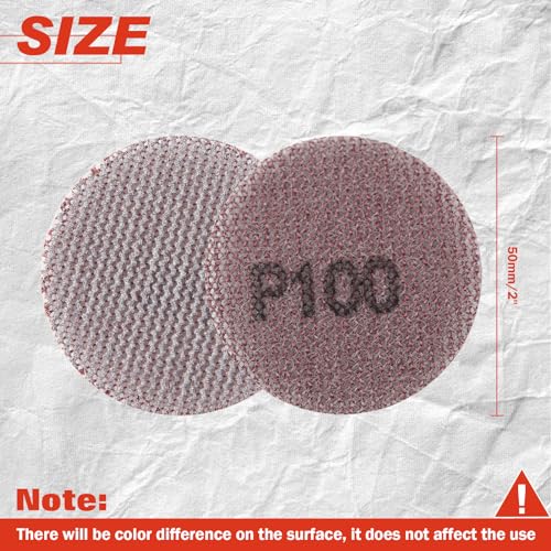 LEONTOOL 2 Inch Mesh Abrasive Mesh Sandpaper Hook and Loop Sanding Discs 100 Grit - Image 4