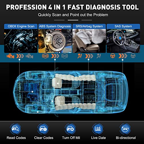 CGSULIT SC630 OBD2 Scanner ABS/Airbag/Engine/SAS Auto Diagnostic Scan Tool Bi-Directional Control with ABS Brake Bleed Car Code Reader for VSA SRS ABS Engine SAS Light Reset Active Test Auto VIN