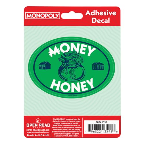 Image of Hasbro Monopoly Money Honey Adhesive Vinyl Decal - Fun Monopoly Sticker for Water Bottle or Laptop