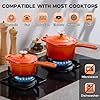 Onader Saucepan Set with Lid, 1QT & 2QT Small Enameled Cast Iron Pot Sets for Cooking, Nonstick Sauce Pan Dutch Oven, Induction Compatible, Heavy Duty – Sunset Orange #4