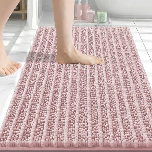 Image of Arotive Luxury Bathroom Rugs 30x20, Extra Soft Thick Absorbent Shaggy Chenille Bath Rugs, Machine Wash Dry, Bath Mats for Bathroom Floor, Tub and Shower, Home Decor Accessories, Dirty Pink