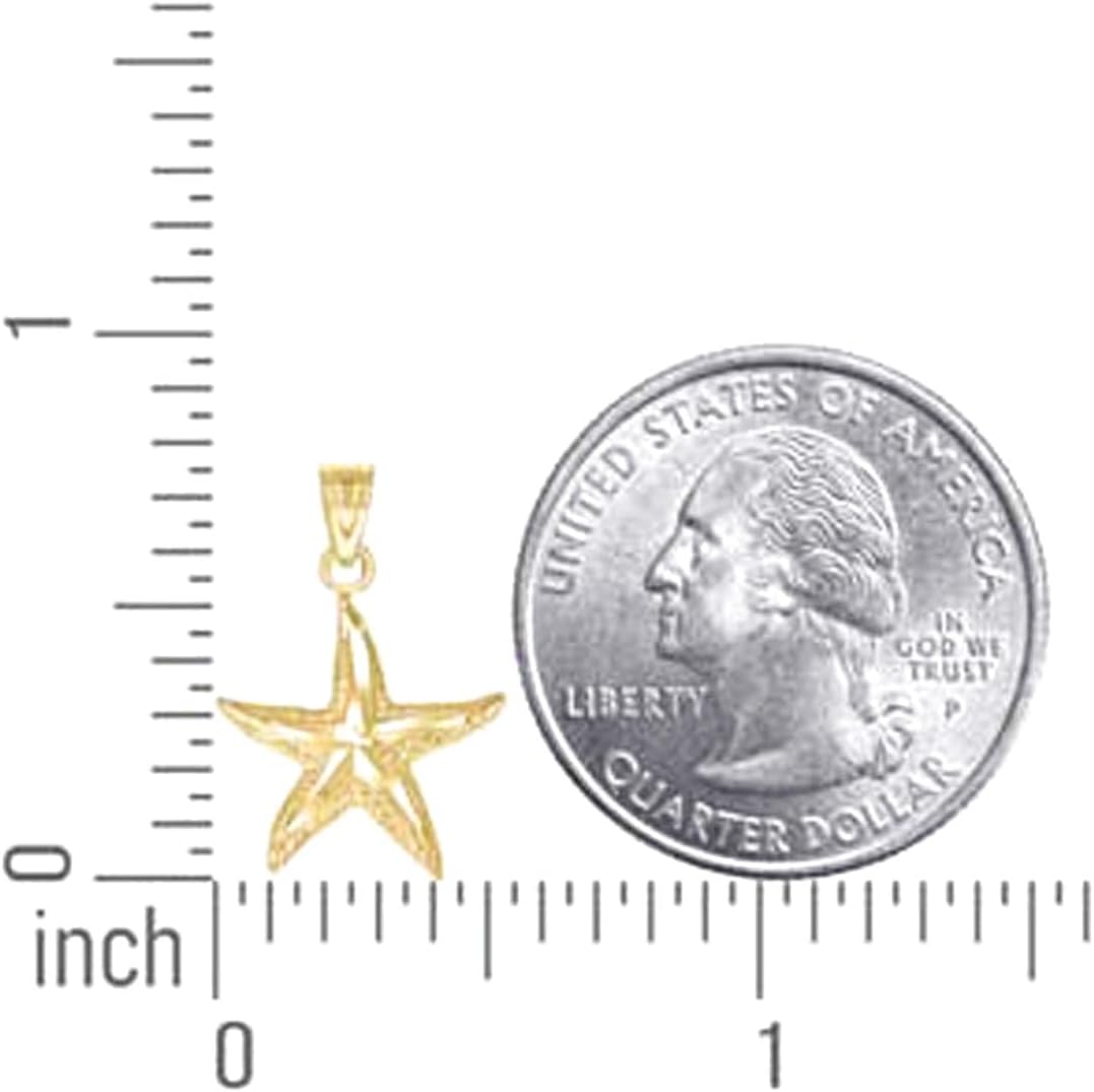 JewelryWeb 10k Yellow Gold Unisex Star Fish Sealife Charm Pendant Necklace 20.9x14.20mm Wide Pendant for Women