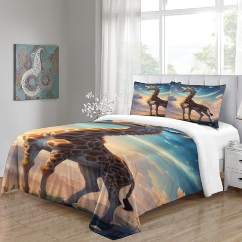 Parure housse de couette girafe 3D microfibre de qualité supérieure 200x200