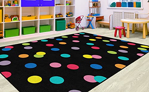 Flagship Carpets Just Teach Rainbow Polka Dots Classroom Area Rug for Indoor Classroom Learning or Kid Bedroom Educational Play Mat, 5'x7'6", Multi - Image 2