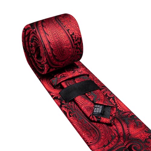 Image of YOHOWA Mens Ties Set Wedding Paisley Neckties with Handkerchief Cufflinks Formal Business