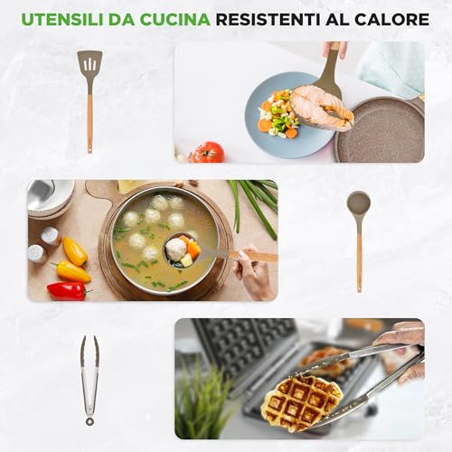 NutriChef Set 22 Pezzi Pentole, Padelle e Teglie da Forno in Marmo Antiaderente con Utensili Resistenti al Calore per Cucina Professionale - immagine 6