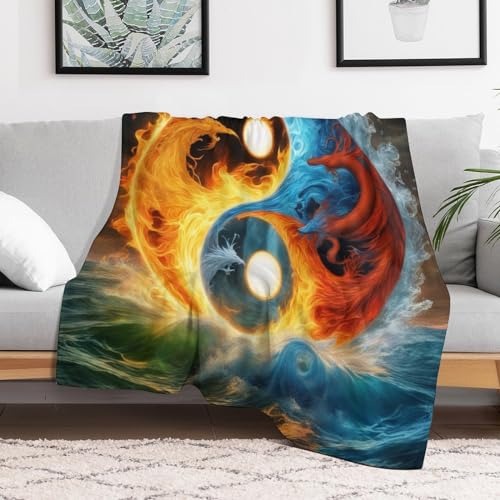 Couverture Yin Yang chaude lavable en machine, plaid flanelle douce 180x200cm - 3