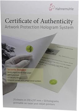 Hahnemuhle Certificate of Authenticity & Hologram System, 25 Certificates, 50 Holograms