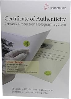 Hahnemuhle Certificate of Authenticity & Hologram System, 25 Certificates, 50 Holograms