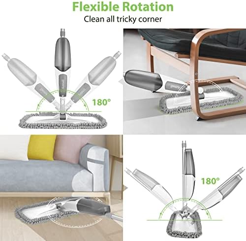 Spray Mop for Floor Cleaning Microfiber Mop with 6 Washable Reusable Replacement Pads and 610 ml Refillable Bottle Wet Dust Mop for Hard Wood Vinyl Ceramic Tile Laminate Floors Kitchen Cleaner