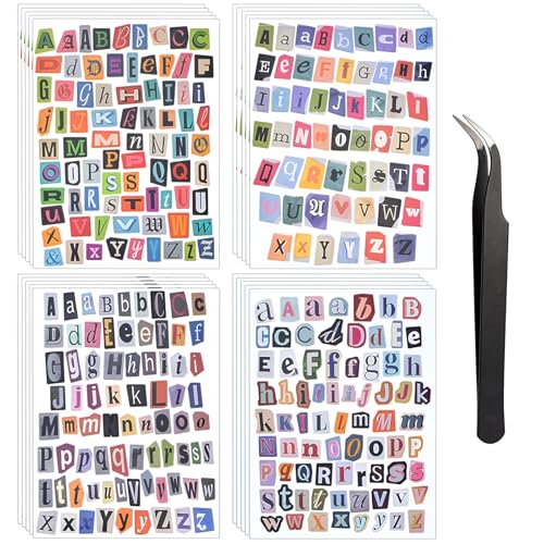 1435 Pcs Magazine Letter Stickers Ransom Vintage Junk Journal Stickers Scrapbook Letters Stickers for Scrapbooking Supplies Journaling DIY Crafts Gift 20 Sheets