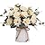 YILIYAJIA Artificial Flowers in Vase Silk Rose Flower Arrangements Fake Faux Flowers Bouquets with Ceramics Vase Table Centerpieces for Dinning Room Table Kitchen Decoration (Champagne)