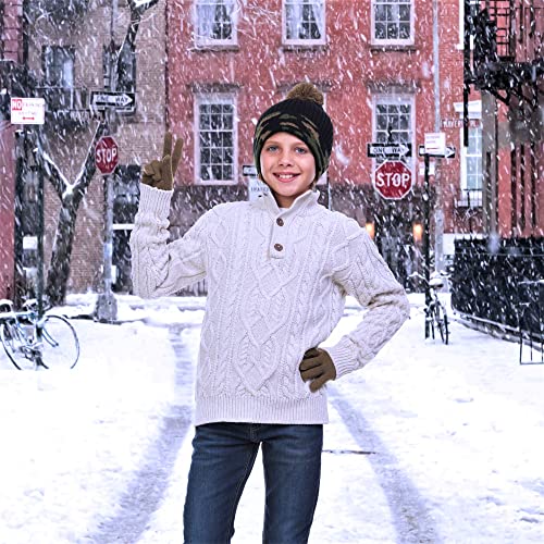 Polar Wear Boys Animal Glove Sets 1 Ply Knit W / Fleece Lining Hat, Black (1739), One Size #TOP2